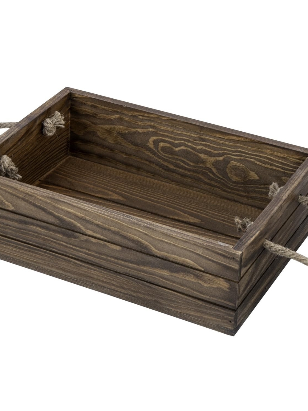 MyGift 13" Rustic Brown Wood Decorative Storage Organizer Bin with Rope Handles